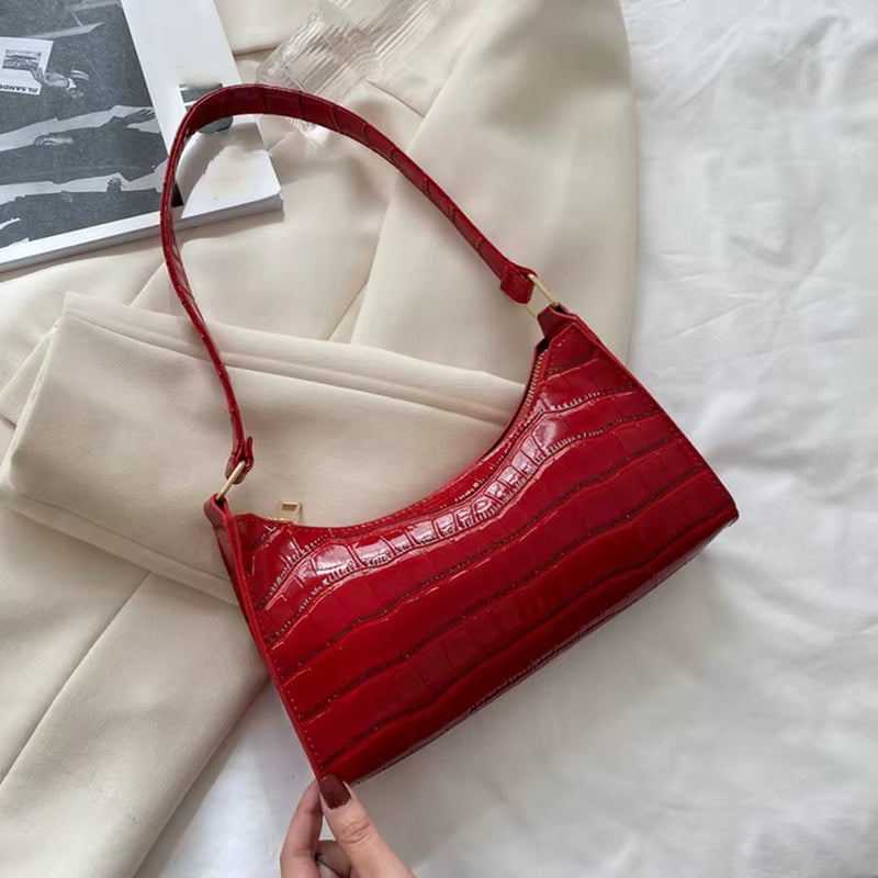 Chic Alligator Pattern PU Leather Shoulder Bag – Trendy Small Underarm Purse for Women