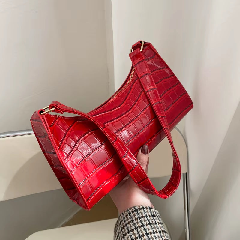Chic Alligator Pattern PU Leather Shoulder Bag – Trendy Small Underarm Purse for Women