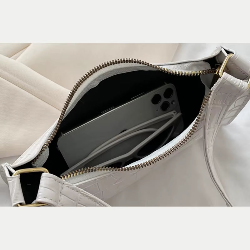 Chic Alligator Pattern PU Leather Shoulder Bag – Trendy Small Underarm Purse for Women