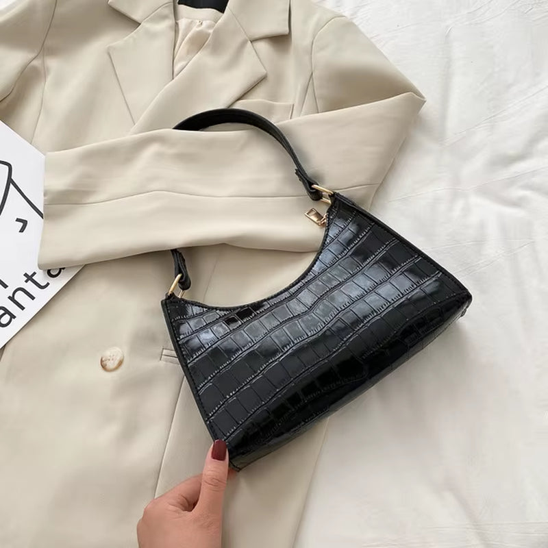 Chic Alligator Pattern PU Leather Shoulder Bag – Trendy Small Underarm Purse for Women