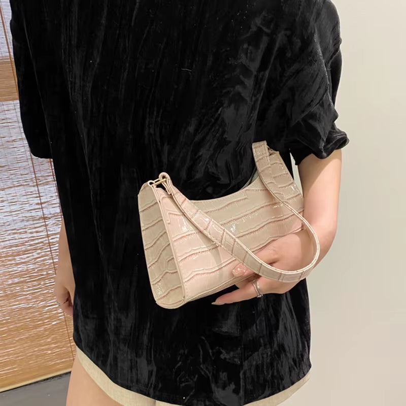Chic Alligator Pattern PU Leather Shoulder Bag – Trendy Small Underarm Purse for Women