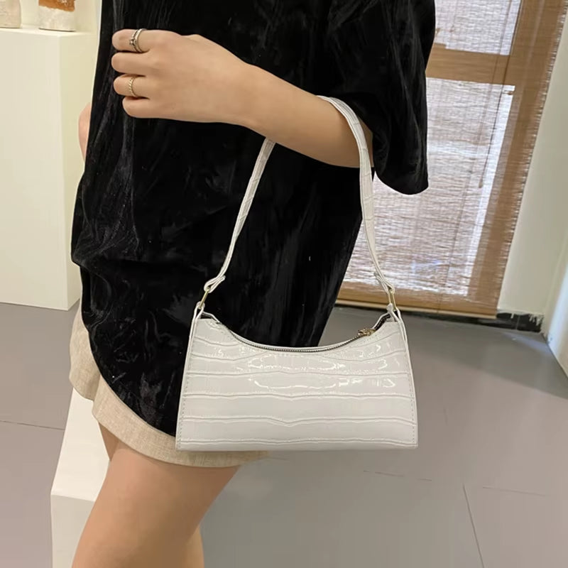 Chic Alligator Pattern PU Leather Shoulder Bag – Trendy Small Underarm Purse for Women