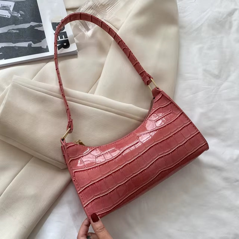 Chic Alligator Pattern PU Leather Shoulder Bag – Trendy Small Underarm Purse for Women