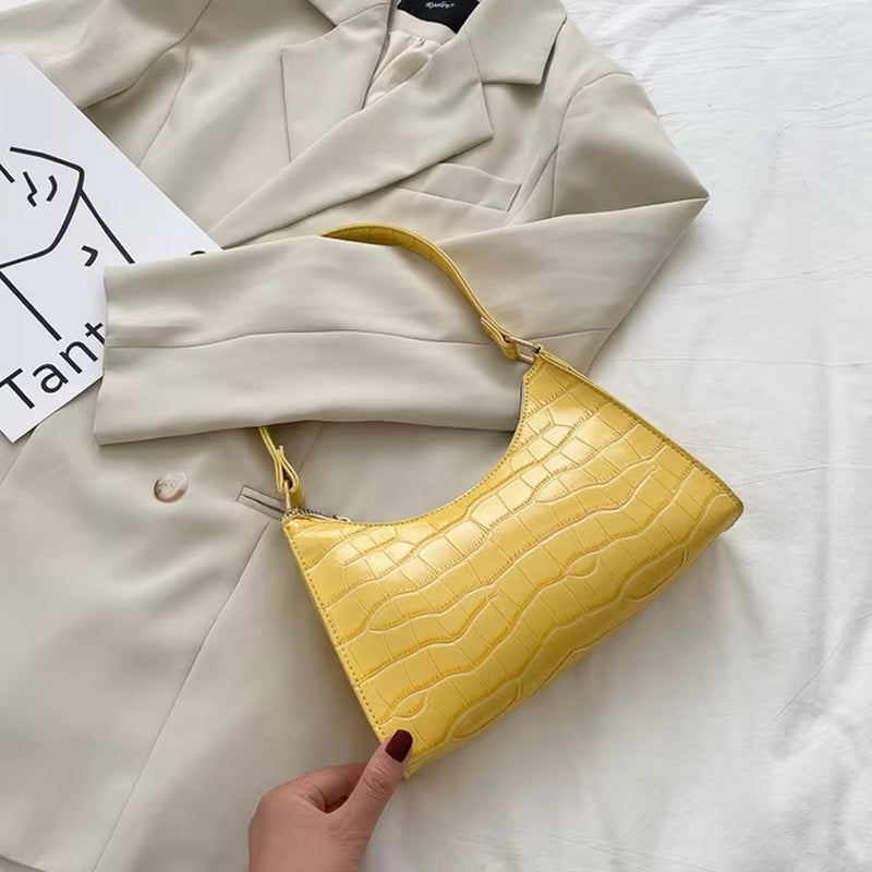 Chic Alligator Pattern PU Leather Shoulder Bag – Trendy Small Underarm Purse for Women