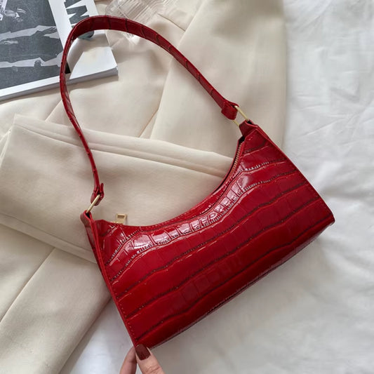 Chic Alligator Pattern PU Leather Shoulder Bag – Trendy Small Underarm Purse for Women